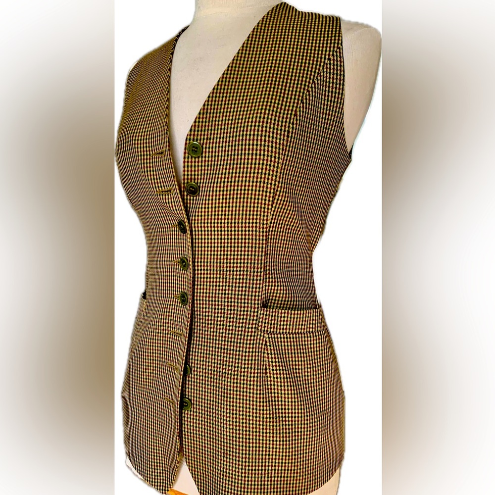 Moschino, Cheap, and Chic. Beautiful Houndstooth Vest. Button Front, Tie Back.
